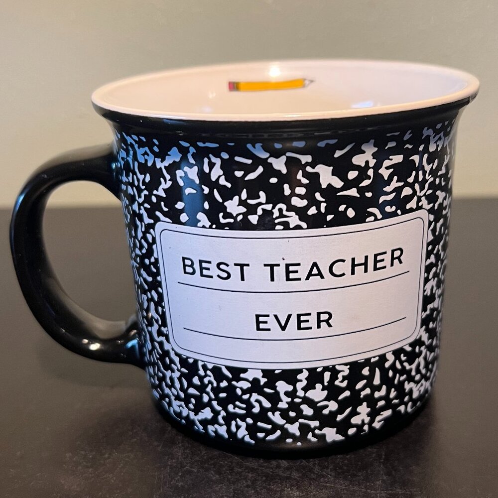 Market finds NWT BEST TEACHER EVER Black White Composition Notebook Ceramic Mug